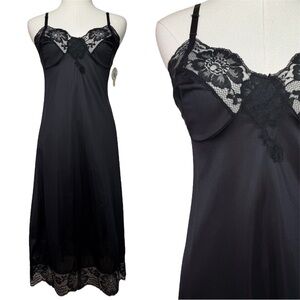 Vintage 80’s Kayser Deadstock 100th Anniversary Black Floral Lingerie Slip 32
